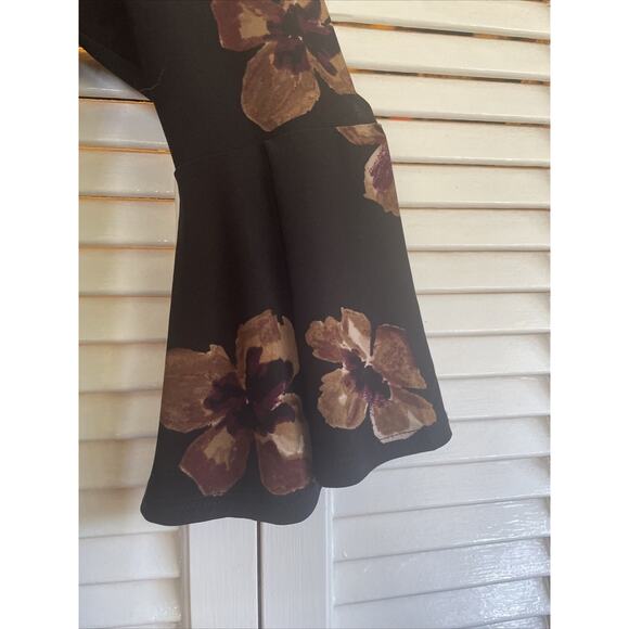 Tommy Hilfiger Size 12 Black Dress Brown Flowers 3/4 Sleeves Fall Colors EUC - Picture 4 of 11
